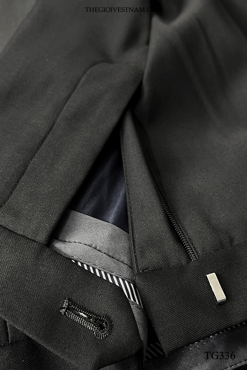 Bộ suit đen trơn một nút TG336 #4